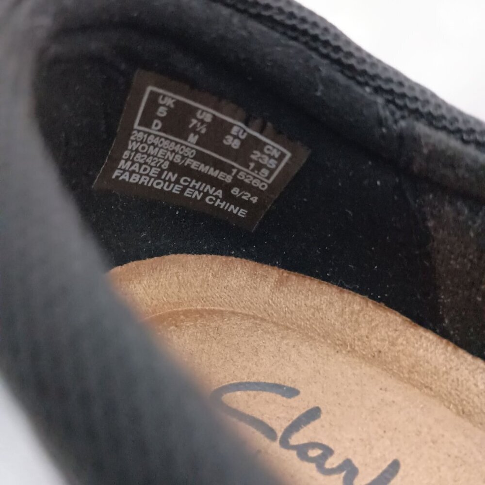 Clarks Angie Pearl Black Slip On Shoes Women 7.5 Comfort Round Toe - Picture 9 of 10